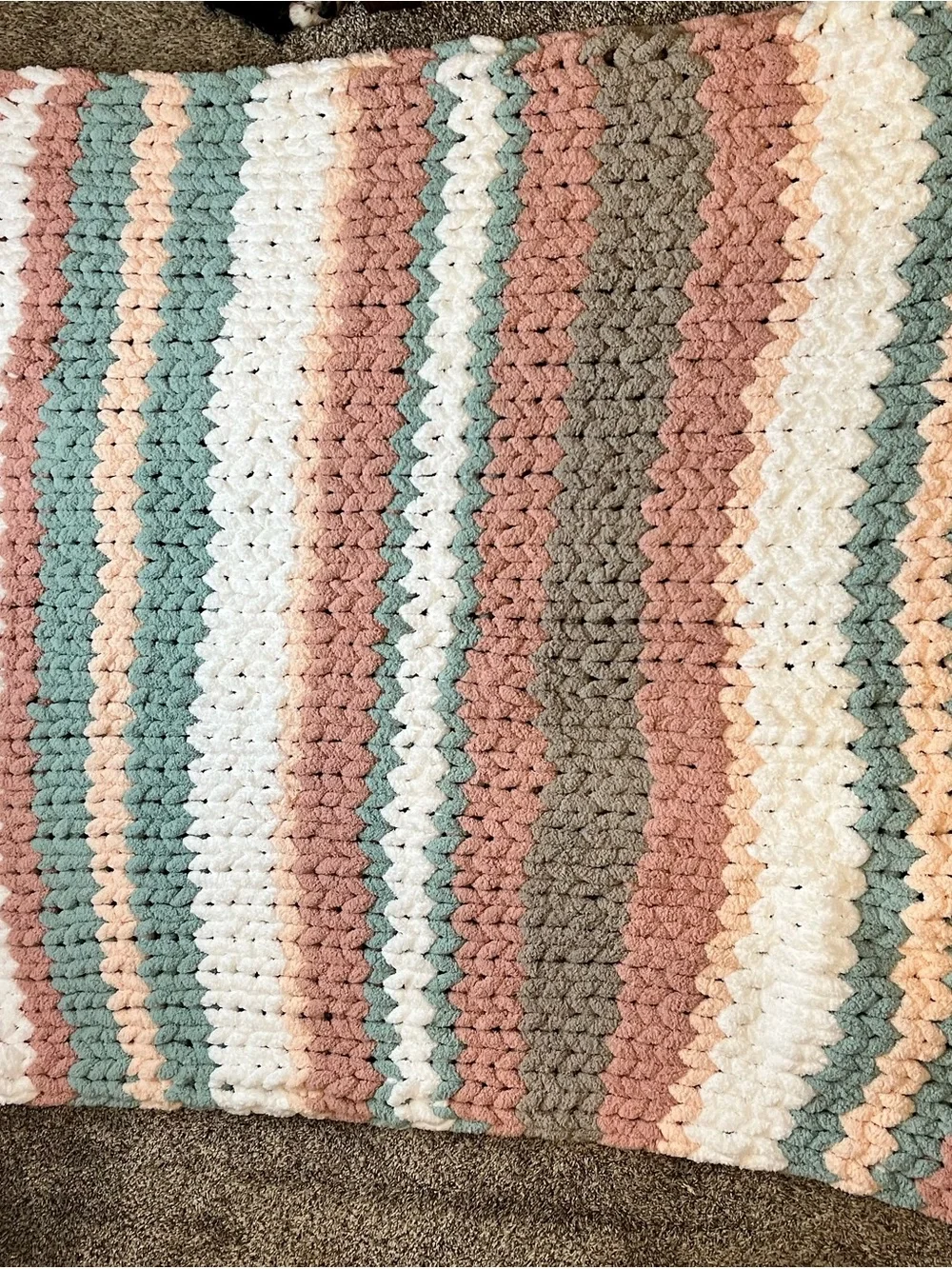 Plush Striped Chenille Throw Blanket - Multi Pastel